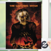 かぼちゃを持った邪悪な魔女。ハロウィン ウィンドウサイン (ホーム)