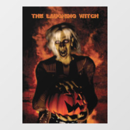 かぼちゃを持った邪悪な魔女。ハロウィン ウィンドウサイン