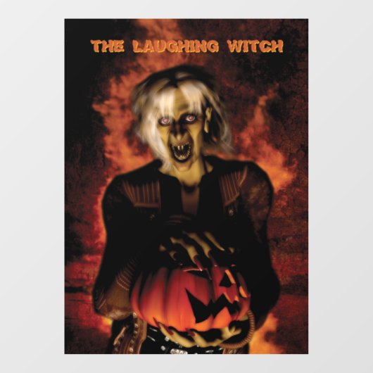 かぼちゃを持った邪悪な魔女。ハロウィン ウィンドウサイン (シート)