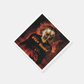 かぼちゃを持った邪悪な魔女。ハロウィン スタンダードカクテルナプキン (角)