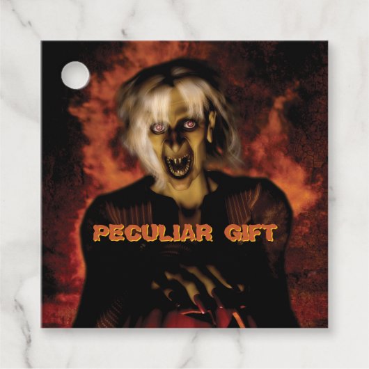 かぼちゃを持った邪悪な魔女。ハロウィン フェイバータグ (正面)