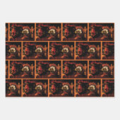 かぼちゃを持った邪悪な魔女。ハロウィン ラッピングペーパーシート (正面)