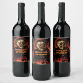 かぼちゃを持った邪悪な魔女。ハロウィン ワインラベル (ボトル)