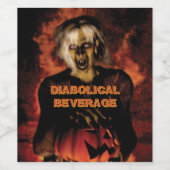 かぼちゃを持った邪悪な魔女。ハロウィン ワインラベル (シングルラベル)