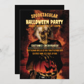 かぼちゃを持つ邪悪な魔女ハローウィンパーティ 招待状 (正面/裏面)