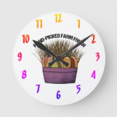 かぼちゃを3個入れたバスケット ラウンド壁時計 (正面)