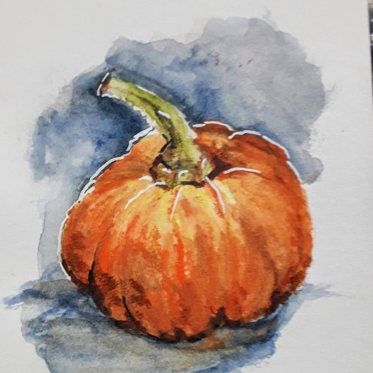 かぼちゃを3個入れたバスケット ラウンド壁時計