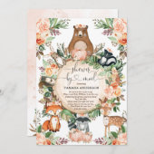かぼちゃウッドランド野生動物が郵便でシャワー 招待状 (正面/裏面)