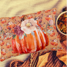 かぼちゃオレンジ秋フローラ格子秋 アクセントクッション