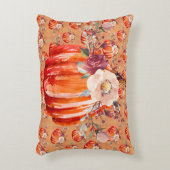 かぼちゃオレンジ秋フローラ格子秋 アクセントクッション (正面(垂直))