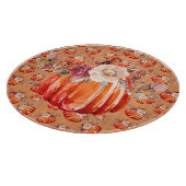 かぼちゃオレンジ秋フローラ格子秋 カッティングボード (角)