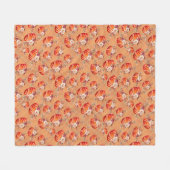 かぼちゃオレンジ秋フローラ格子秋 フリースブランケット (正面(横))