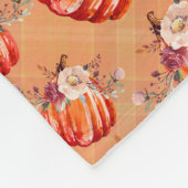 かぼちゃオレンジ秋フローラ格子秋 フリースブランケット (角)