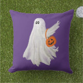 かぼちゃキャンディバケットによるトリックまたは処理幽霊 アウトドアクッション (芝生)
