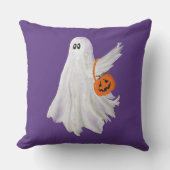 かぼちゃキャンディバケットによるトリックまたは処理幽霊 アウトドアクッション (正面)