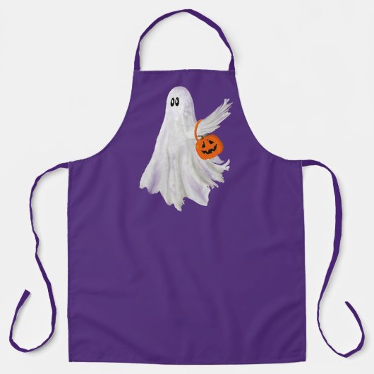 かぼちゃキャンディバケットによるトリックまたは処理幽霊 エプロン (正面)