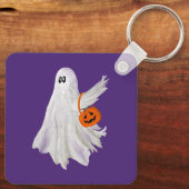 かぼちゃキャンディバケットによるトリックまたは処理幽霊 キーホルダー (裏面)