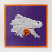 かぼちゃキャンディバケットによるトリックまたは処理幽霊 ジグソーパズル (横)