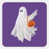 かぼちゃキャンディバケットによるトリックまたは処理幽霊 スクエアシール (正面)
