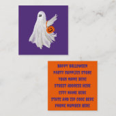 かぼちゃキャンディバケットによるトリックまたは処理幽霊 スクエア名刺 (正面/裏面)