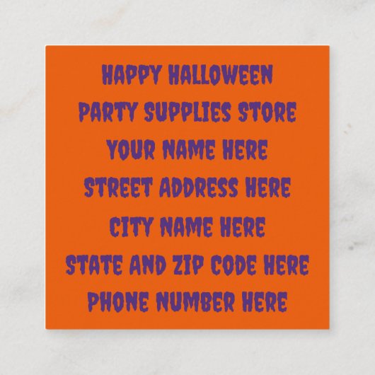 かぼちゃキャンディバケットによるトリックまたは処理幽霊 スクエア名刺 (裏面)