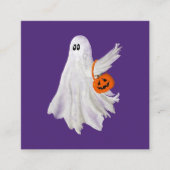 かぼちゃキャンディバケットによるトリックまたは処理幽霊 スクエア名刺 (正面)