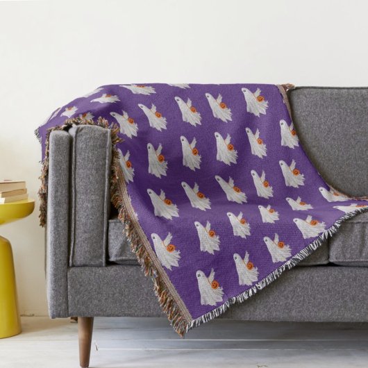 かぼちゃキャンディバケットによるトリックまたは処理幽霊 スローブランケット