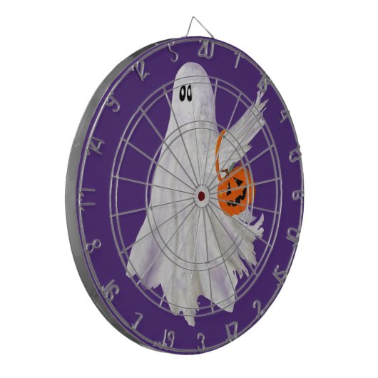 かぼちゃキャンディバケットによるトリックまたは処理幽霊 ダーツボード (正面左)