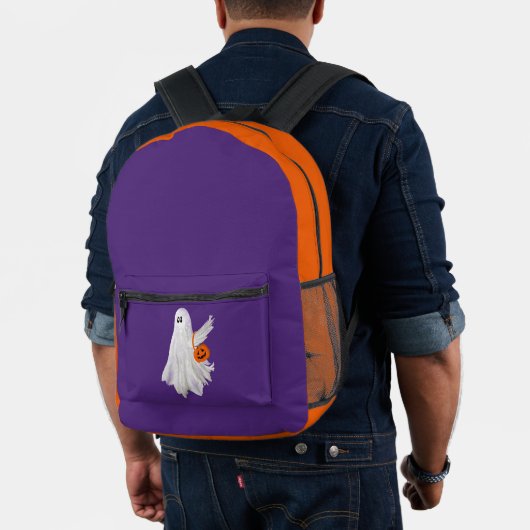 かぼちゃキャンディバケットによるトリックまたは処理幽霊 プリントバックパック (インサイチュ (モデル))