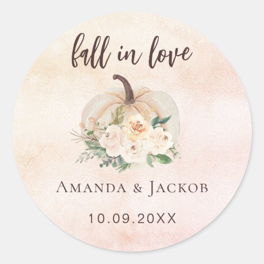 かぼちゃクリームフラワーズ秋の結婚式 ラウンドシール (正面)