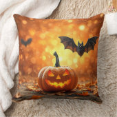 🎃🧡 かぼちゃコウモリ スプーキーなハロウィンナイトの雰囲気 クッション (ブランケット)
