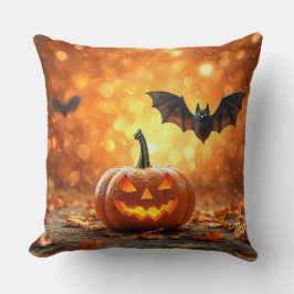 🎃🧡 かぼちゃコウモリ スプーキーなハロウィンナイトの雰囲気 クッション