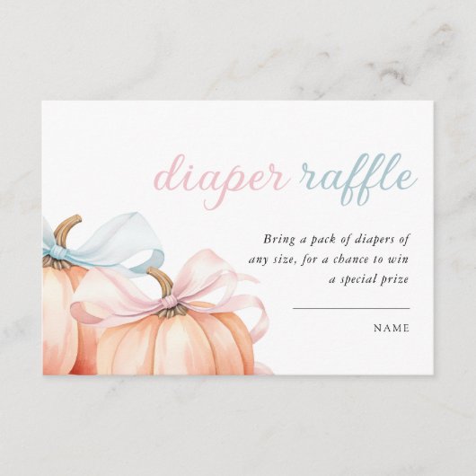 かぼちゃジェンダーおむつラッフルを明らかにする エンクロージャーカード (正面)
