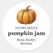 かぼちゃジャム自家製レシピ缶詰ラベル ラウンドシール (正面)