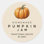 かぼちゃジャム自家製レシピ缶詰ラベル ラウンドシール (正面)
