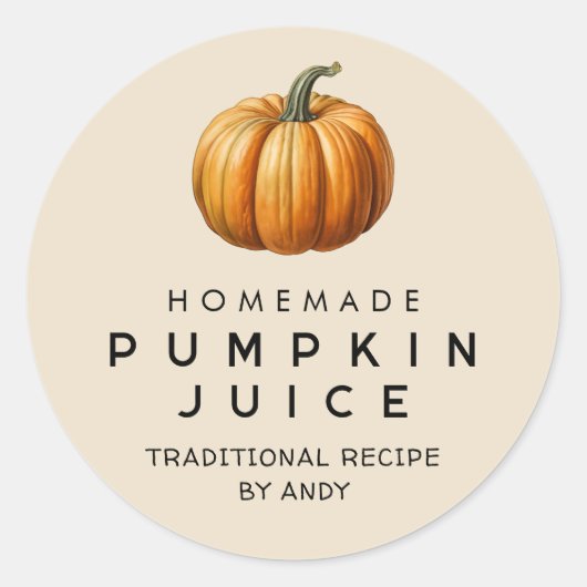 かぼちゃジュース自家製レシピ缶詰ラベル ラウンドシール (正面)