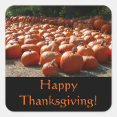 かぼちゃパッチ感謝祭ステッカー スクエアシール (正面)