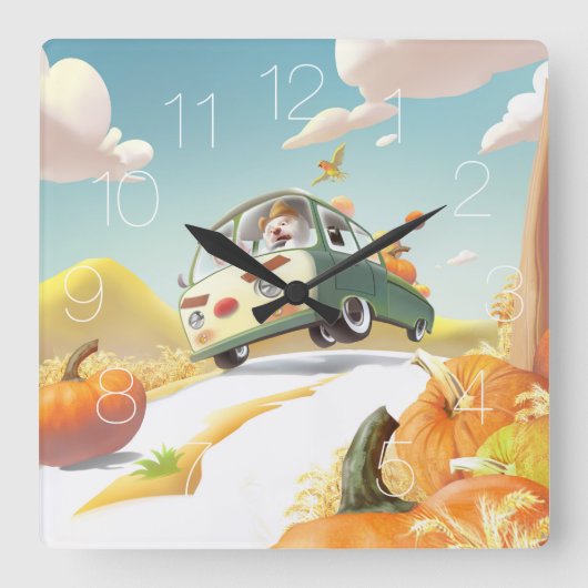 かぼちゃパッチ スクエア壁時計 (正面)