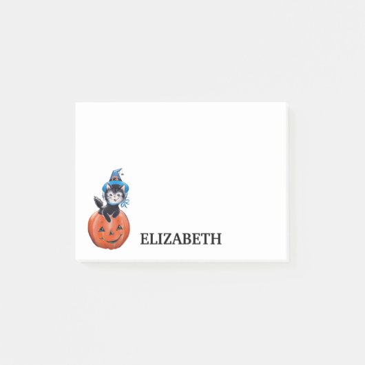 かぼちゃパーソナライズされたをかわいい猫 ポストイット (正面)