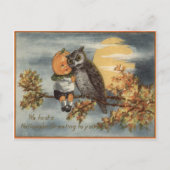 かぼちゃフクロウ満月の木かぼちゃ ポストカード (正面)