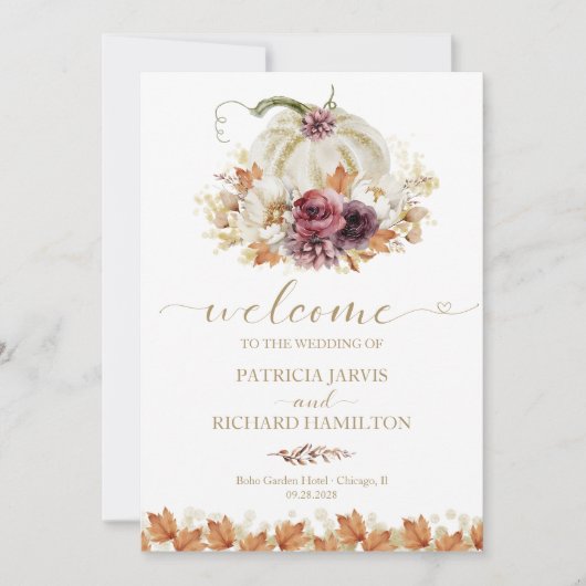 かぼちゃフローラ秋の結婚式式プログラム 招待状 (正面)