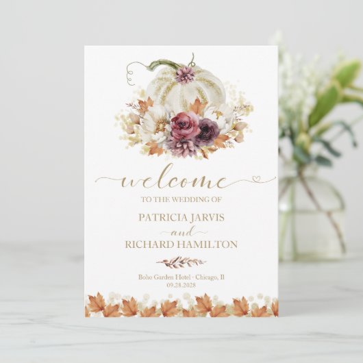 かぼちゃフローラ秋の結婚式式プログラム 招待状 (スタンド正面)