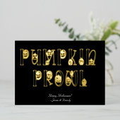 「かぼちゃプロール」ハロウィーンタイポグラフィ 箔招待状 (立ち正面)