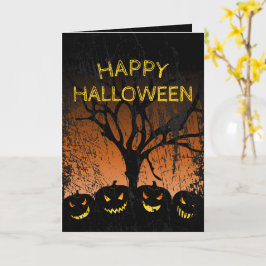 かぼちゃランタン 怖い木 ハロウィン カード