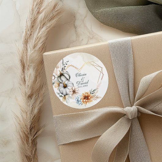 かぼちゃワイルドフラワーハートシェイプフレーム結婚ズ ラウンドシール