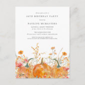 かぼちゃワイルドフラワー秋40th誕生日パーティー インビテーションポストカード (正面)