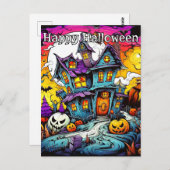 かぼちゃ不気味の行儀が悪い |ハッピーハローウィン ポストカード (正面/裏面)