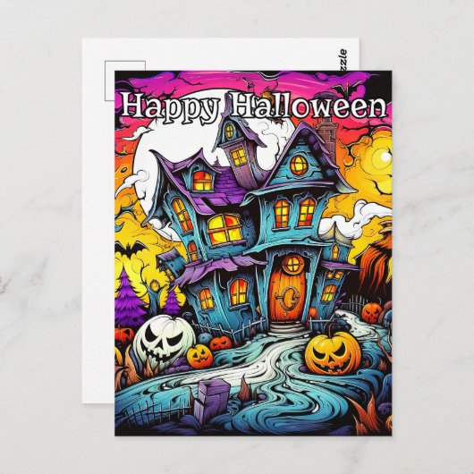 かぼちゃ不気味の行儀が悪い |ハッピーハローウィン ポストカード (正面/裏面)