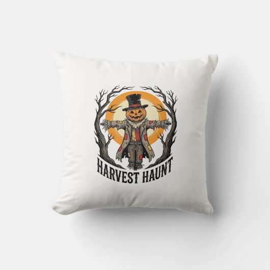 かぼちゃ人形 ハロウィンTシャツ ビンテージ風 収穫 クッション (正面)