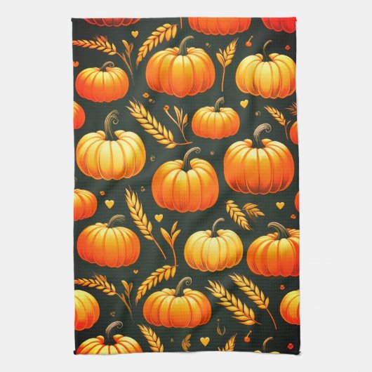 かぼちゃ及び小麦キッチンタオル キッチンタオル (縦)